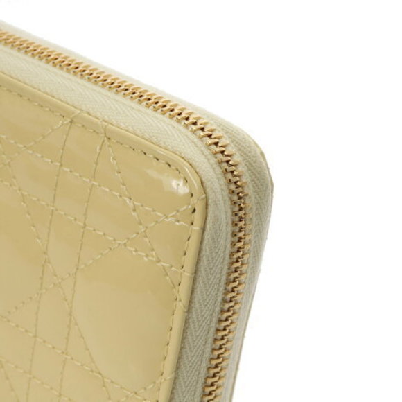 CHRISTIAN DIOR Lady Voyageur Pale Yellow Patent Calf Long Wallet - Picture 6 of 12
